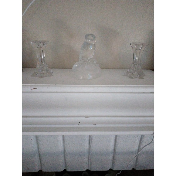 OWL 7" Cristal D’Arques Crystal Owl Figurine Crystal Barn Owl Sitting on log - Picture 4 of 13